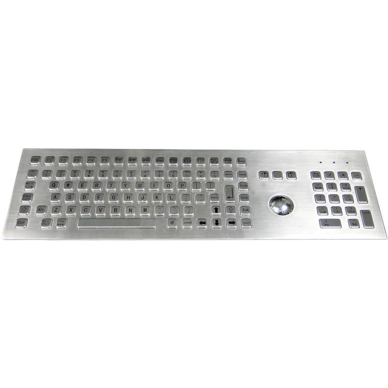 Front Mounted Industrial Metal Stainless Steel Keyboard with Mouse Touch Ball
