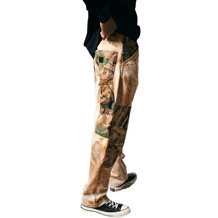 Custom Digital Printing Double Knee Work Jeans Denim Carpenter Pants Men