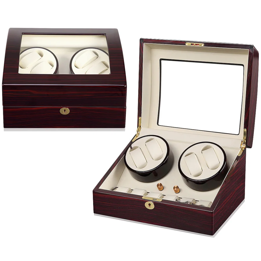 GC03-D31EW-A Japanese Mabuchi motor OEM luxury safe watch display box wooden glossy watch box automatic watch winder