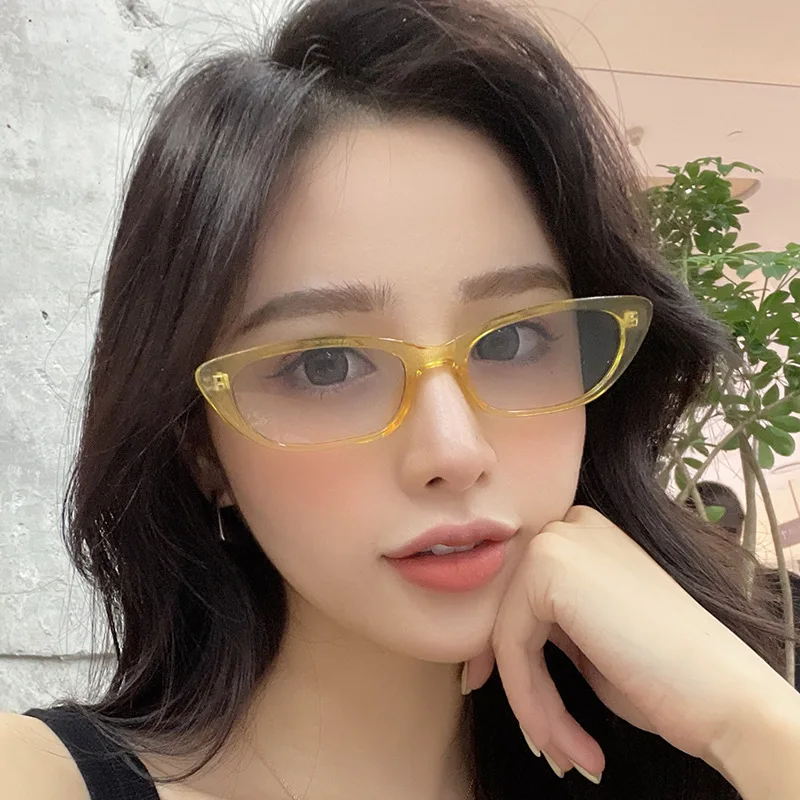 2023 Ins Popular Fashion Cat Eye Colorful Sunglasses Women Retro Oval Gradient Men Blue Pink Sun Glasses