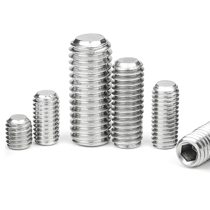201 Stainless Steel Flat End Headless Machine Hexagon Socket Set Screw Jacking Screw M3 M4 M5 M6 M10 M12
