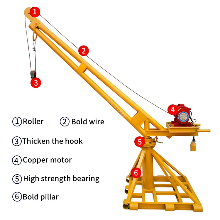360 Degrees Reotation Outdoor Mini Lifting Crane 400KG 500KG 800Kg 1000KG 2000KG