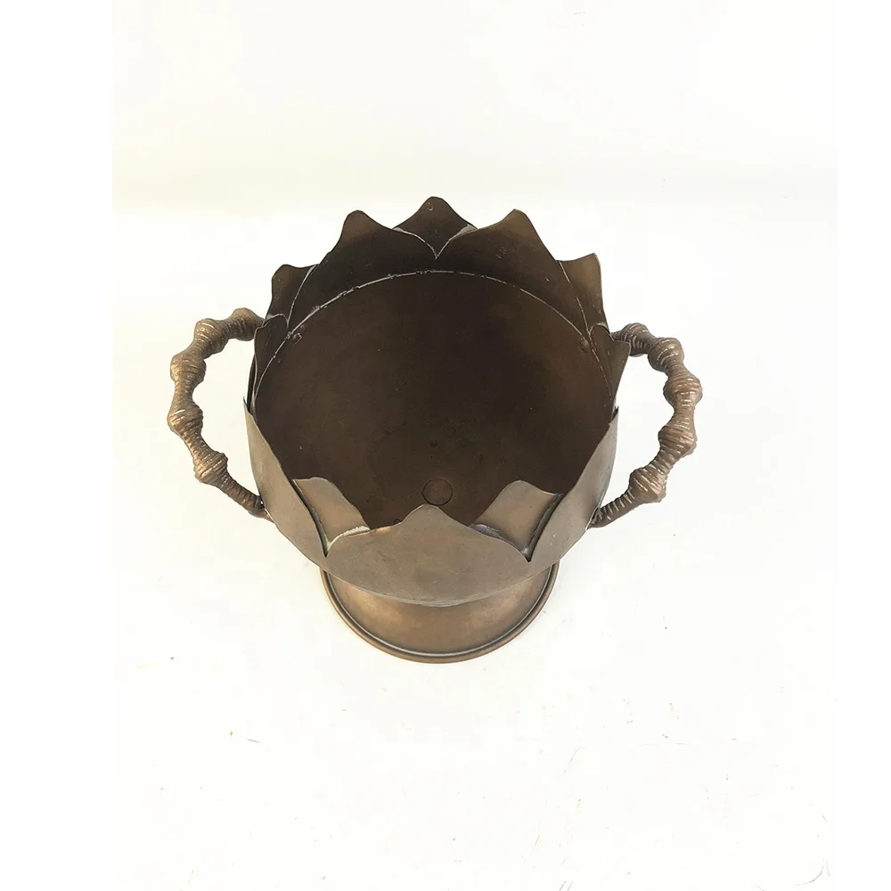 Balcony Vintage Style Metal Outdoor Garden Planter Large Antique Bronze Iron Flower Pot