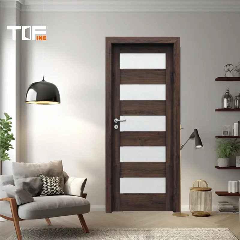 Modern wooden bedroom door design melamine MDF solid interior wood door for house