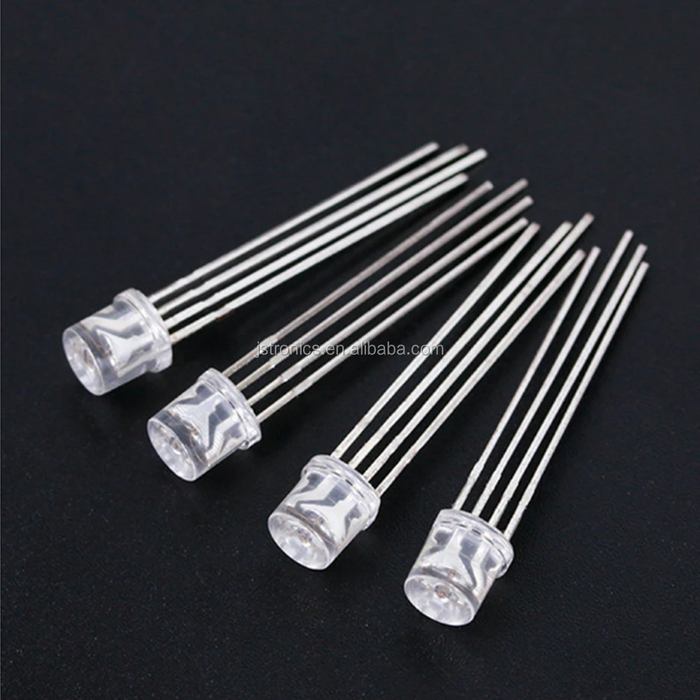 Juhong вода прозрачный 4 контакта 5 мм плоский rgb светодиодный бесплатный образец