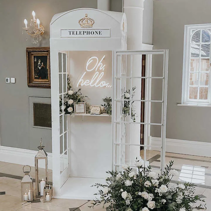 Telephone Booth Photography Flowers Wedding Traditional Antique Metal Red Pink London Telephone Box Phone Booth For Decoration