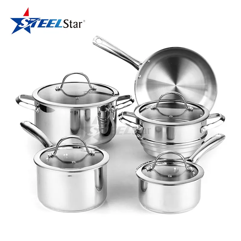 9pcs Amazon hot sells masterclass premium home kitchen cookware set pots and pans non-stick cookware set