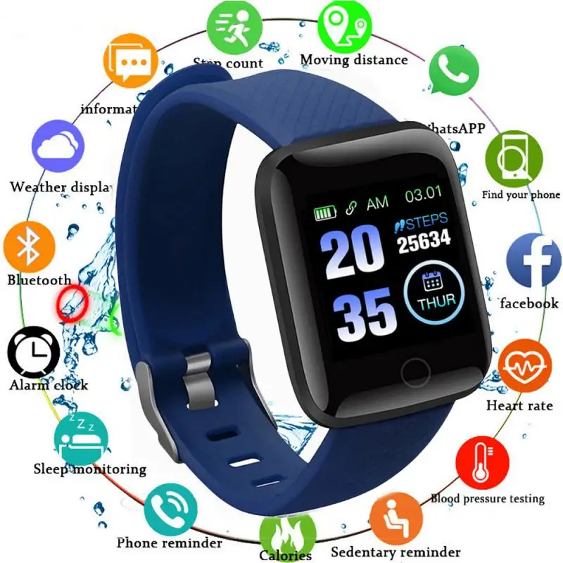 BT 5.0 Watch Smart Heart Rate Blood Pressure Monitor Fitness Tracker Wristbands Wearable low price  116 Plus  Smart Watch