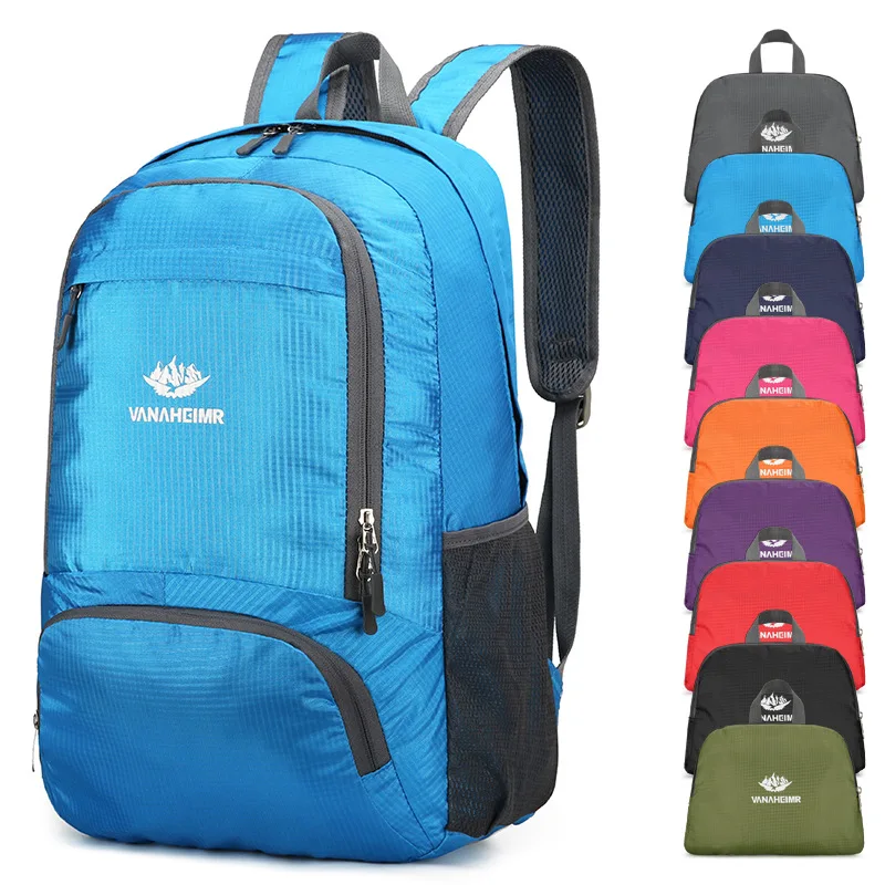 TS Original Factory Custom Logo Back Pack Hiking Travel Bag 210d Polyester Folding Backpacks For Casual Sports Backpacks Bag