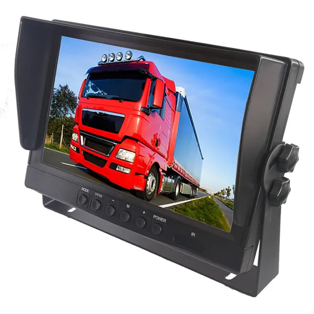 High definition 1024*600 IPS full screen 9 inch car display AHD car lcd rear view camera monitor with 2 AV input for bus