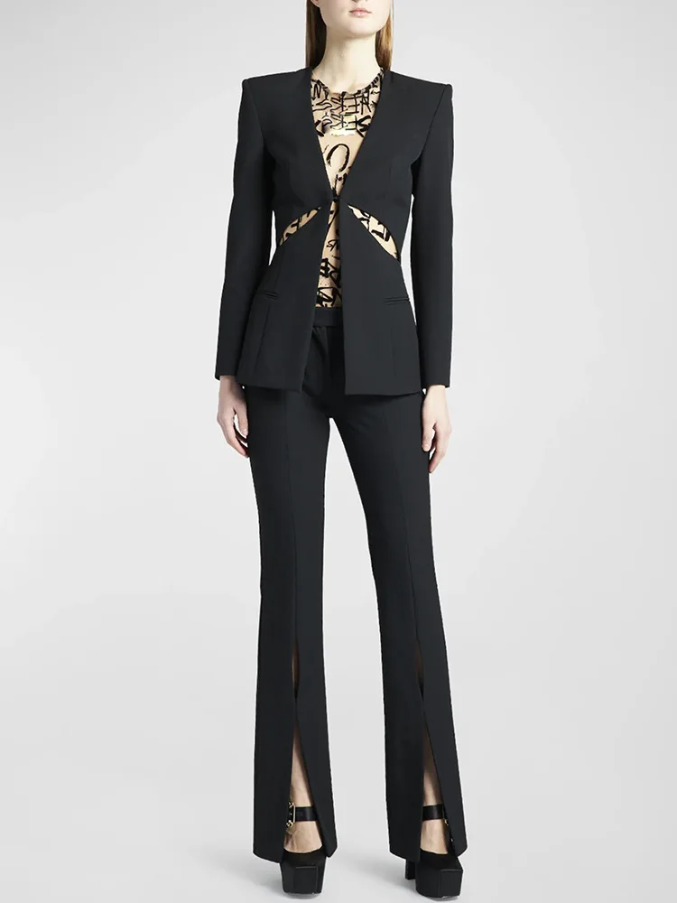 New Designer 2 piece set Suits Set Celebrity Runway Causal Blazer Set &Pants Women Blazers