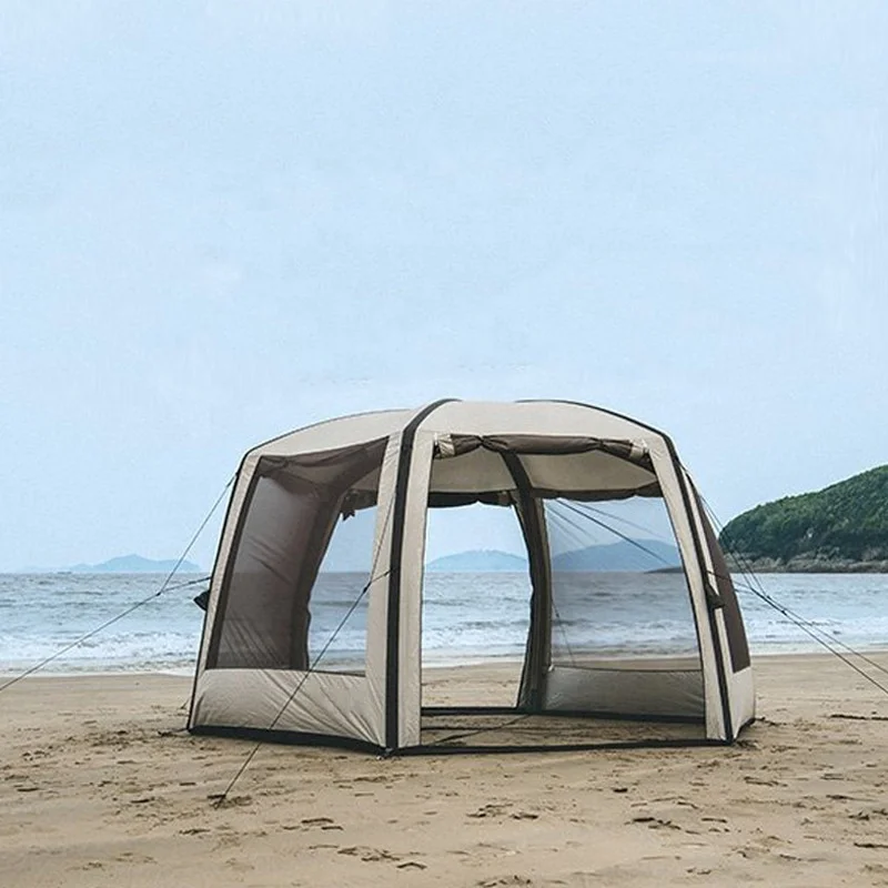 High-End Custom Design Event Hexagonal Glamping Outdoor Camping Inflatable Air Tube Tent For Family Camp