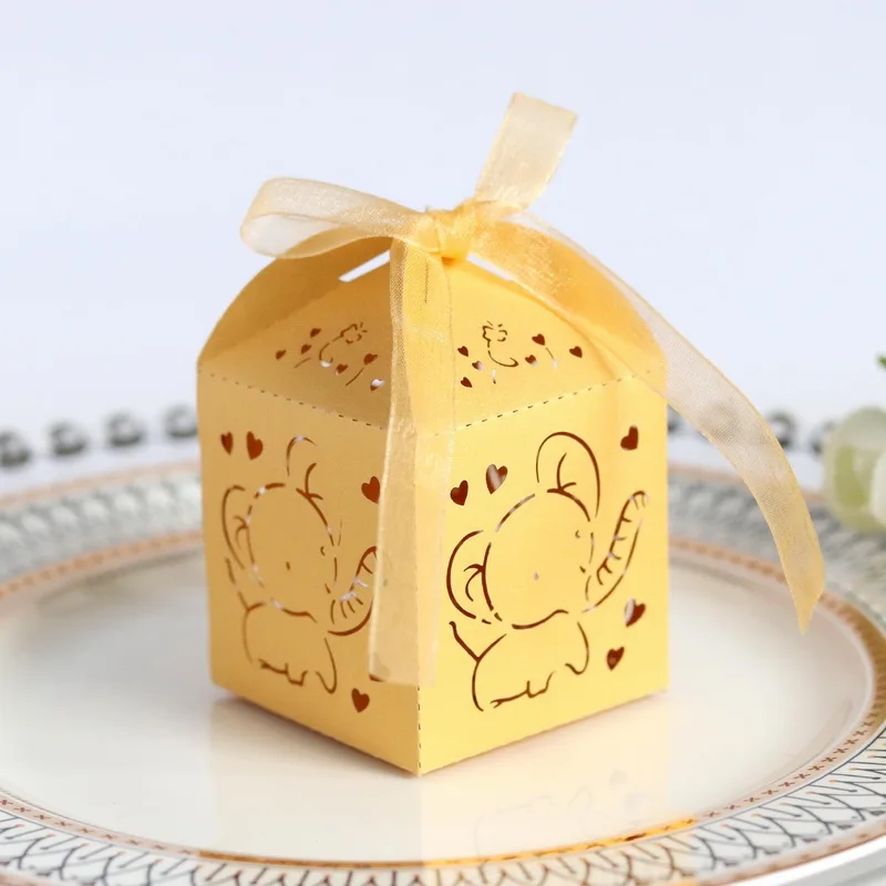 Elephant Laser Cut Paper Wedding Box Candy Sweet Favor Box For Chocolate