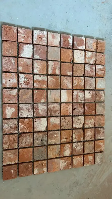 Antique Reclaimed Cube Red Clay Old Brick Mosaic Tiles For Wall Cladding
