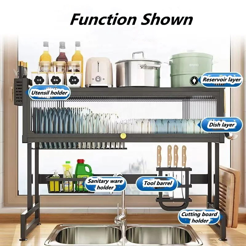 65cm Hot Selling Dish Rack Drainer Newest Stainless Steel Dish Rack Drying Rack Over the Sink