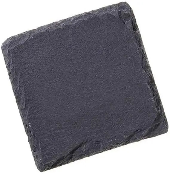 Stone coasters bulk, black 4 inches beverage coasters square slate coasters, heat insulation non-slip table mats