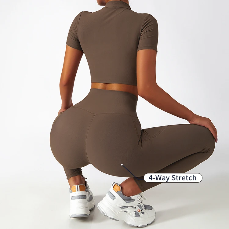 MIQI Ribbed High Waist Butt Lift Exercise Yoga Pants Ladies Sports Gym Workout Yoga Leggings