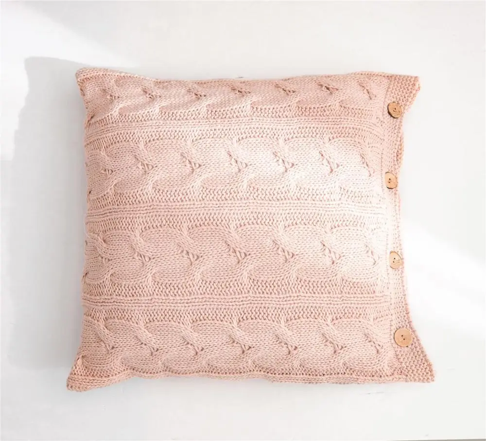 Nordic Solid Cotton Knit Crochet Throw Pillow Case Cushion Cover Modern Home Decor