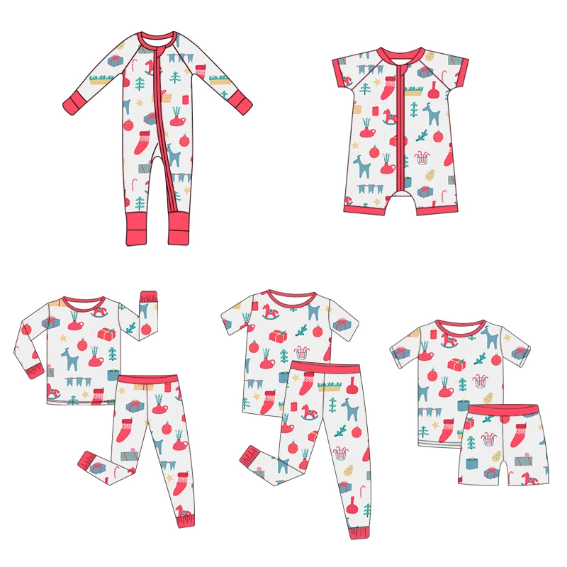 Custom Solid Bamboo Two Way Zipper Baby long sleeve Romper Footie Pajamas Baby clothes new born baby Pajamas