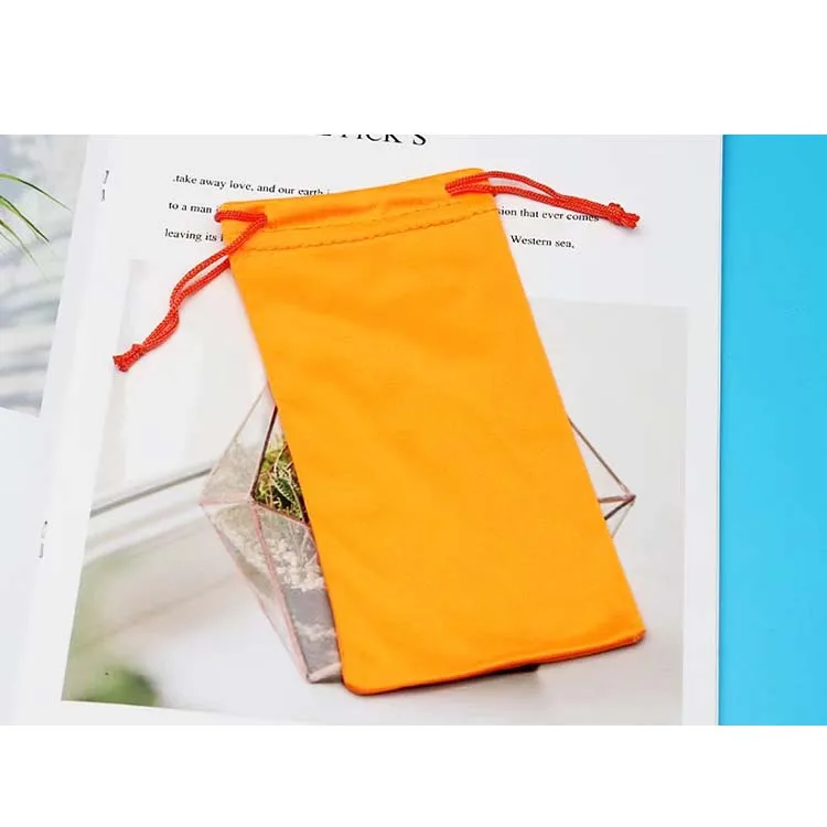 Wholesale Ready Goods 9*18cm Soft Drawstring Custom Microfiber Eye Glasses Sunglasses Bag Pouch Case