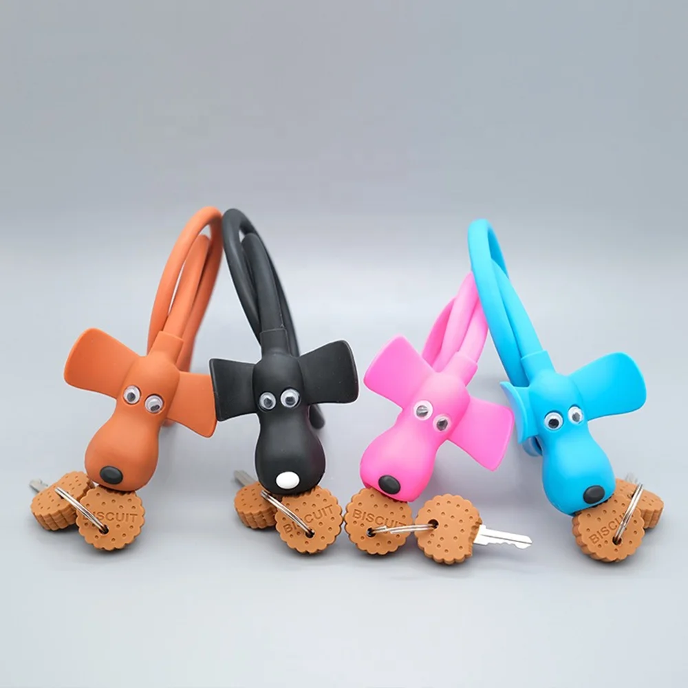 Anti-theft Cute animal shape bike Environmental protection silicone tape Wire lock Anti theft ring bicycle cable lock