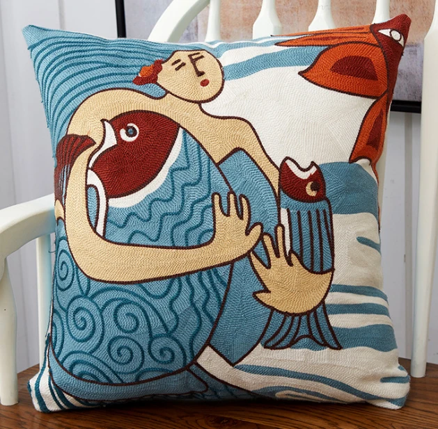 Super beautiful special style wool embroidered sofa cushion