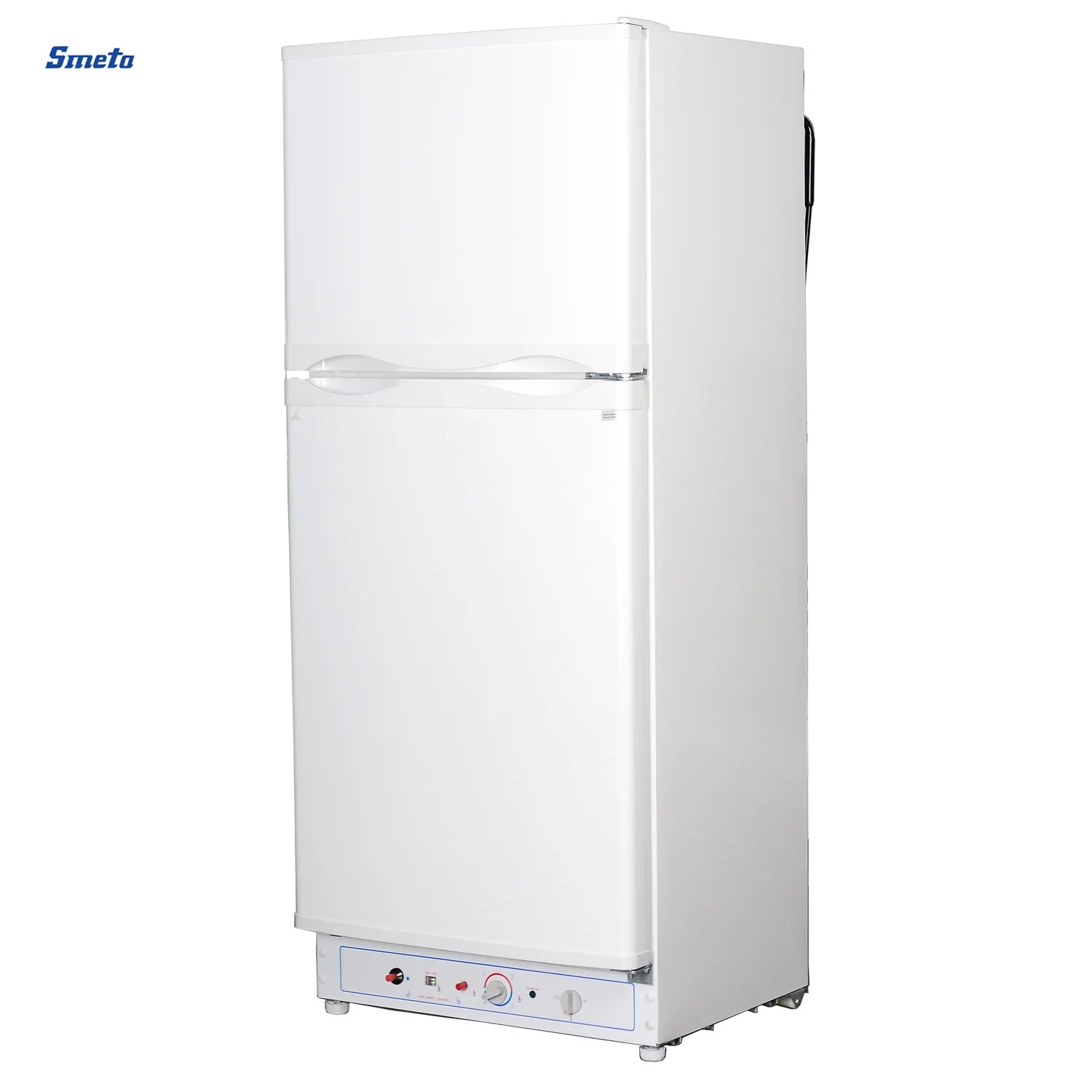 Smeta 225L Double Door Top Freezer LPG Gas AC Absorption Refrigerator