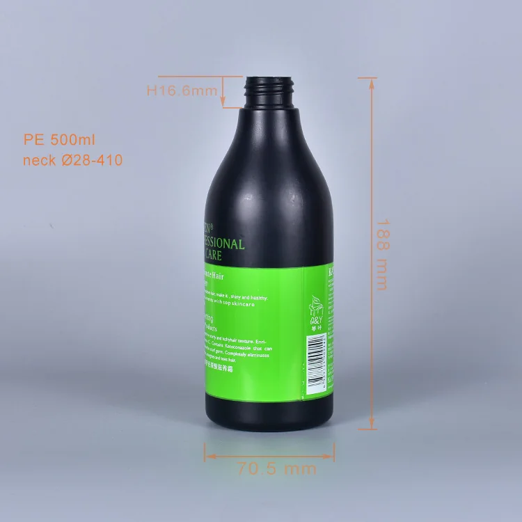 Custom Color PE Plastic Packaging Body Wash Shampoo Black Shower Gel Bottle With Lotion Pump