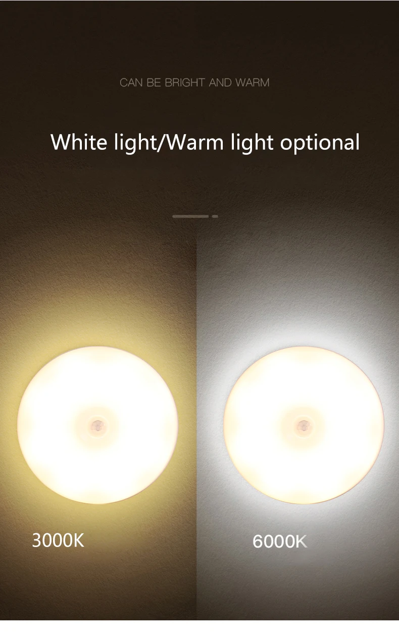 High Quality Human Body Induction Lamp USB Recharge LED Motion Sensor Night Light Wireless Cabinet Closet Wall Lamp for Home