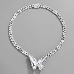 Yobetter Iced Out Luxury Butterfly Pedant Choker Necklace Women Charm Full Diamond Shiny Silver Gold Accessory