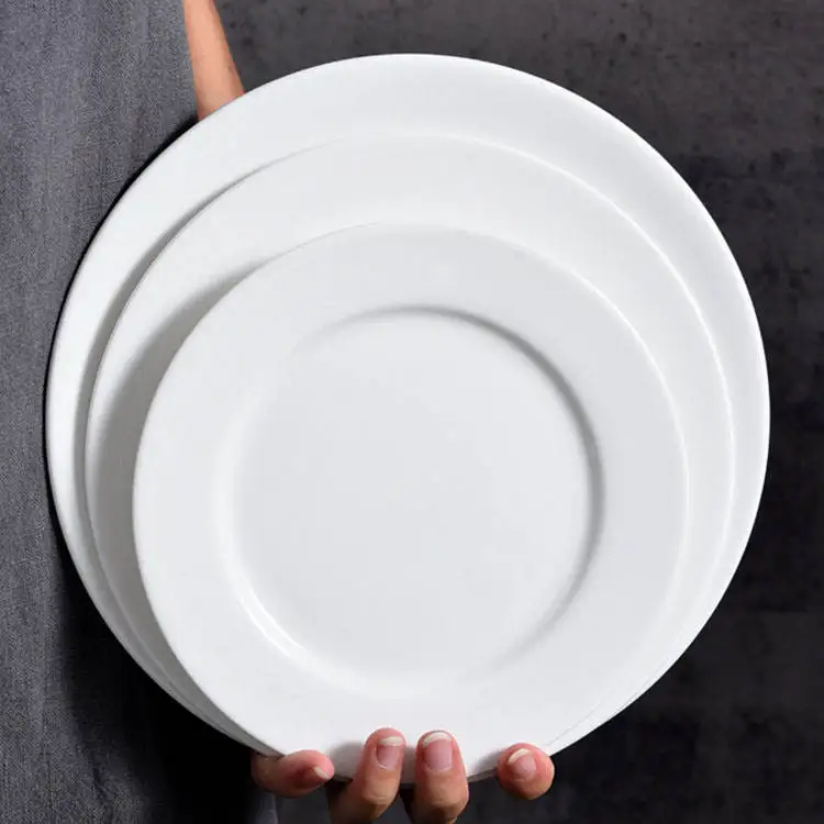 top quality bulk dishes porcelain appetizer white dinner ceramic wedding plates for restaurant