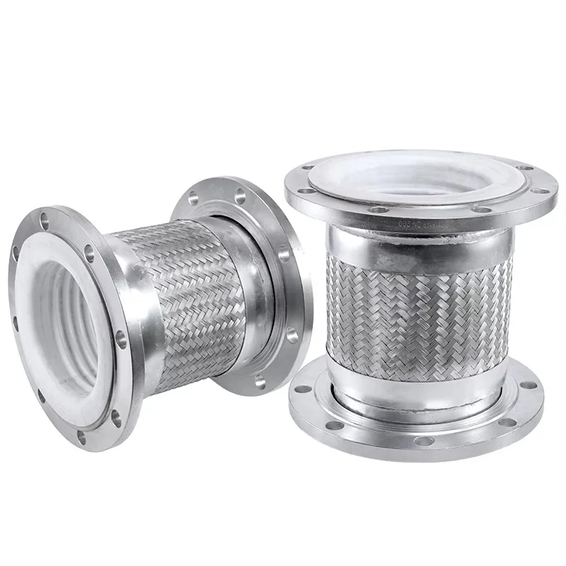 Jiufu Anti-corrosive Gas Compensators Stainless Steel 304 Flex Bellows Braided Mesh Metal PTFE Flexible Hose