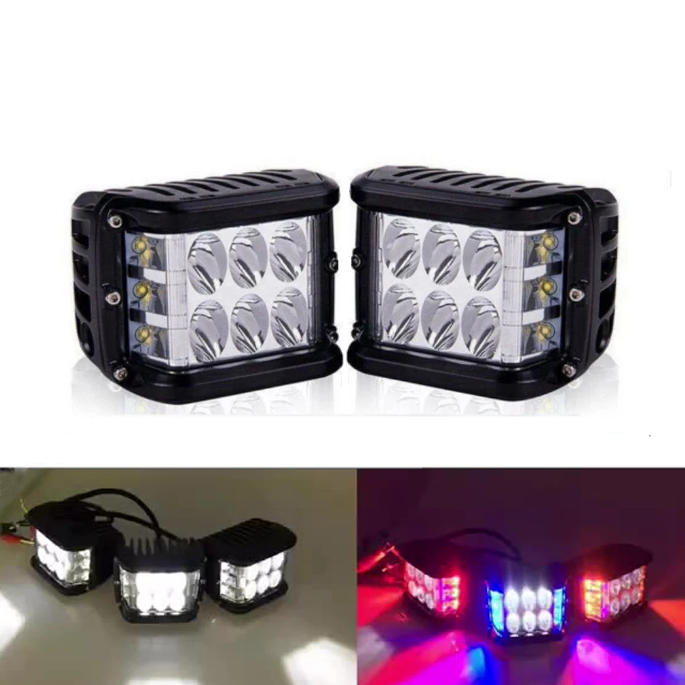 Dual Color Work Light 4 inch cube Car Strobe Light Waterproof Side Shot Strobe Pod Work Light
