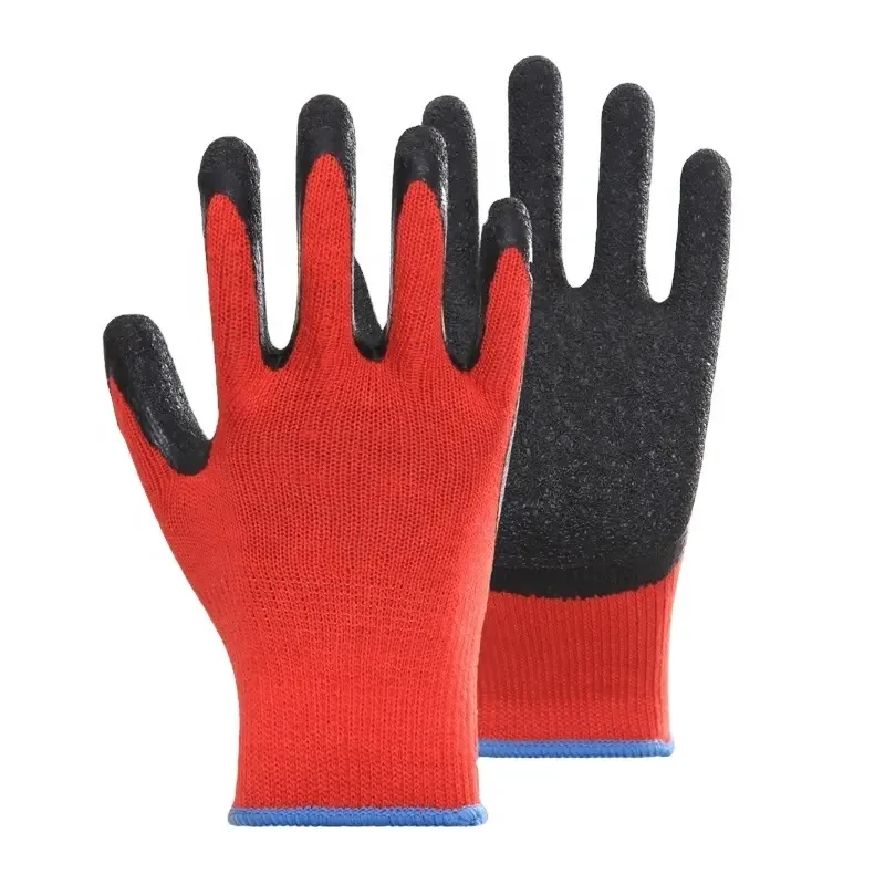 Hot Selling Latex Coated Gloves With 13 G Red Nylon Liner For For Work Construction