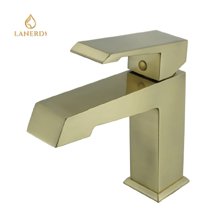 Lanerdi Classic Brushed Gold Water WashBasin Unlacquered  Brass Body Basin Mixer Tap Faucet