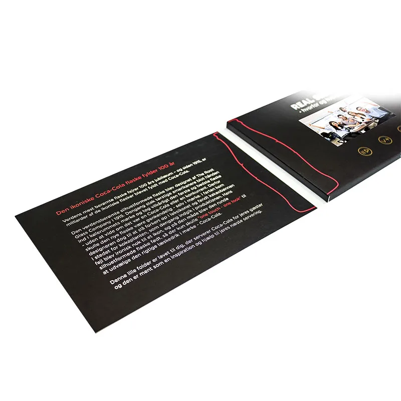 Best seller wholesale A5 black paper advertising player 7 inch video music photo book LCD booklet business video brochure card