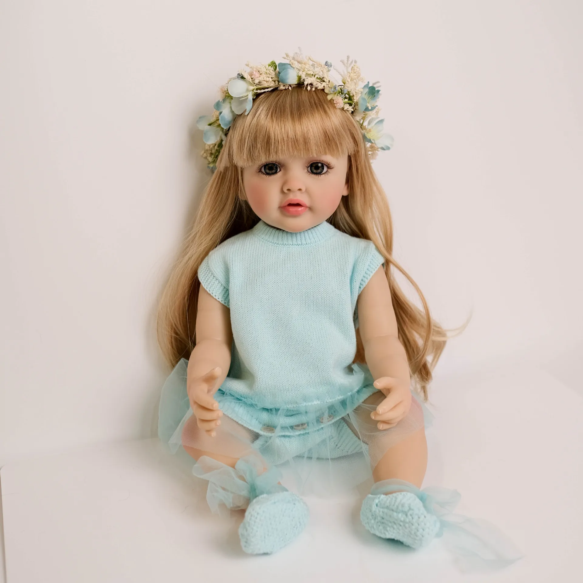 55cm/22inch  Realistic FULL Vinyl Silicone Reborn Baby Doll With 3D-painting Skin Alive Newborn Bebe toys kids dolls for girl