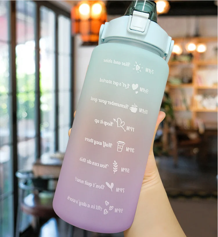 2022 2 Liter Water Bottle Gym Motivational Water Bottle With Time Marker