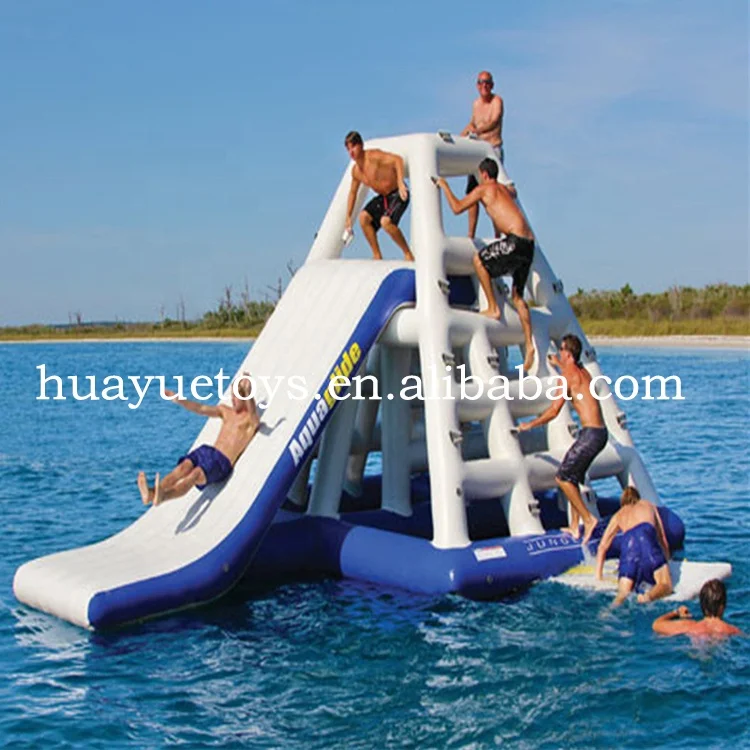 Mini commercial water park inflatable trampoline with slide cheap water island floating park for sale