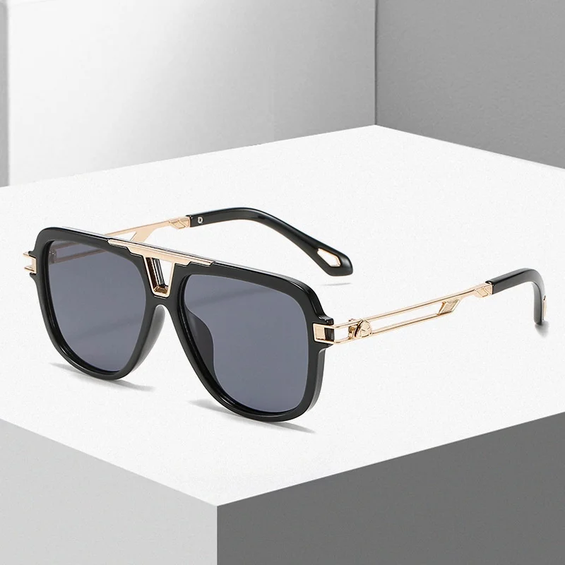 Оптовая продажа дешевые очки с логотипом под заказ для вождения подходящие по цвету uv400 мужские солнцезащитные двойным мостом в металлической оправе квадратные поляризованные