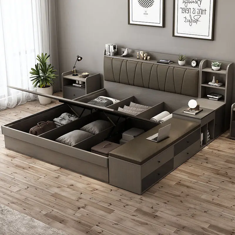 Tatami Wood Platform Drawer Box Sizes Double Adult Loft Double Furniture Set Frame Moderne Wooden Models Multifunction Bed