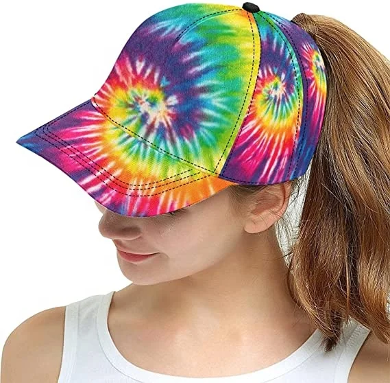Rainbow Tie Dye All Over Print Dad Hat Women Teens Adjustable Snapback  Baseball Cap