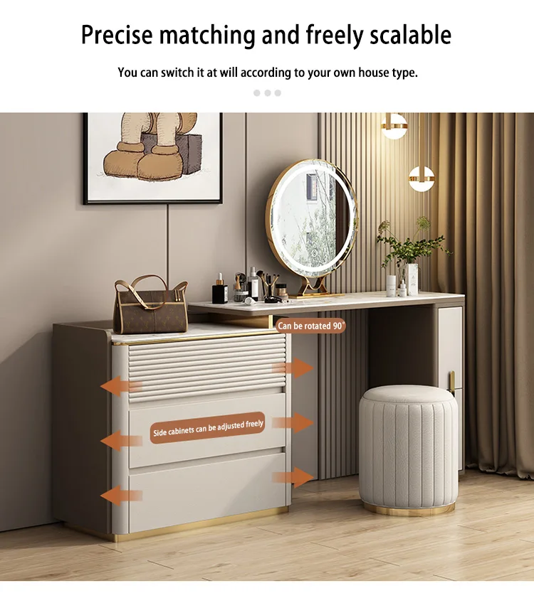 Simple Design Bedroom Furniture Vanity Dressing Table With LED Light Mirror