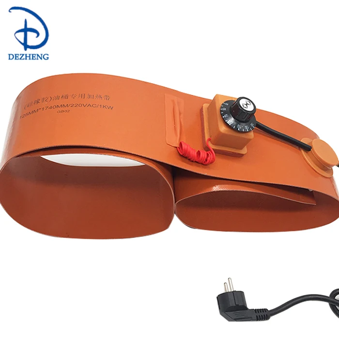 200L/55 Gallon 220V 125mmX1740mm 1000w Silicone Rubber Heating Pad for Oil Drum band Heater