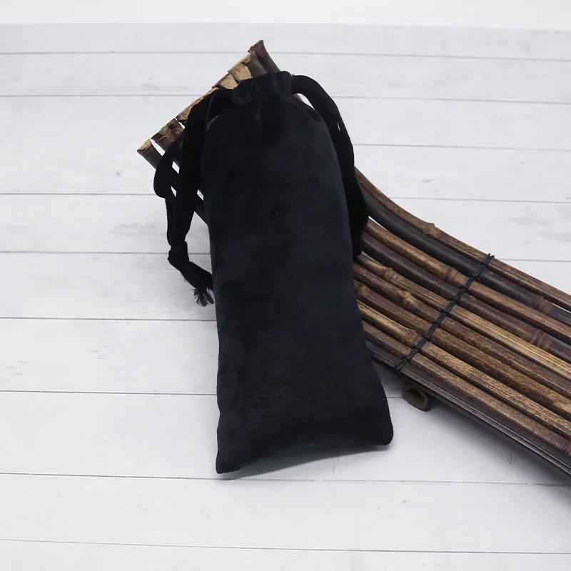 Custom black pouch jewelry velvet pouch drawstring velvet eyeglass pouch embossed velvet dust packing bag