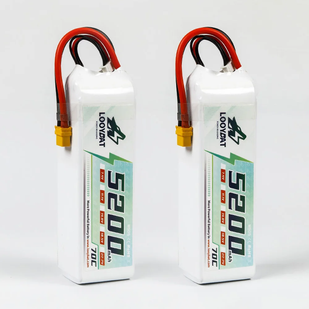 LOOYBAT Custom Lipo RC Battery 70C Discharge 6S 3S 4S 22.2V 11.1V 14.8V 4000mAh 4500mah 5200mAh Lithium Racing Drone Batteries