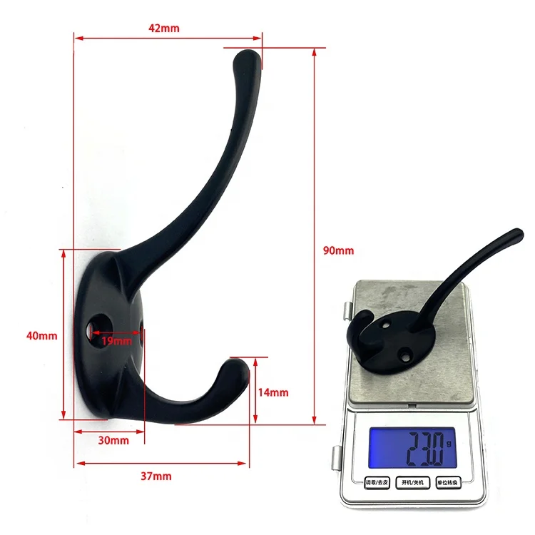 hot sale Metal vintage double towel coat hook wall mount black rustic coat hook