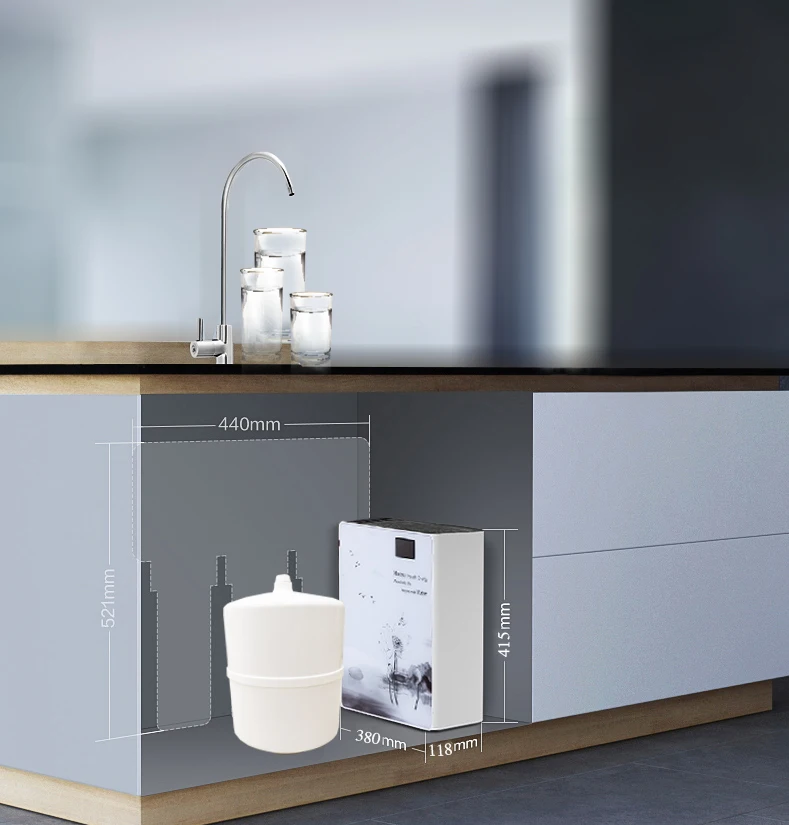 Здоровье-энергия Фабрика оптовая продажа 0,0001 микрон мембрана 110 В насос RO система машина для дома кухня обратного осмоса воды