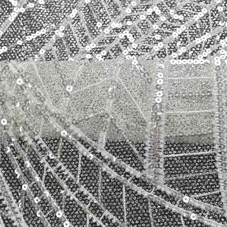 Оригинальный цвет, сексуальный элегантный дизайн, вышивка из бисера, тюль, роскошное свадебное платье с блестками, кружевная сетчатая ткань для свадьбы