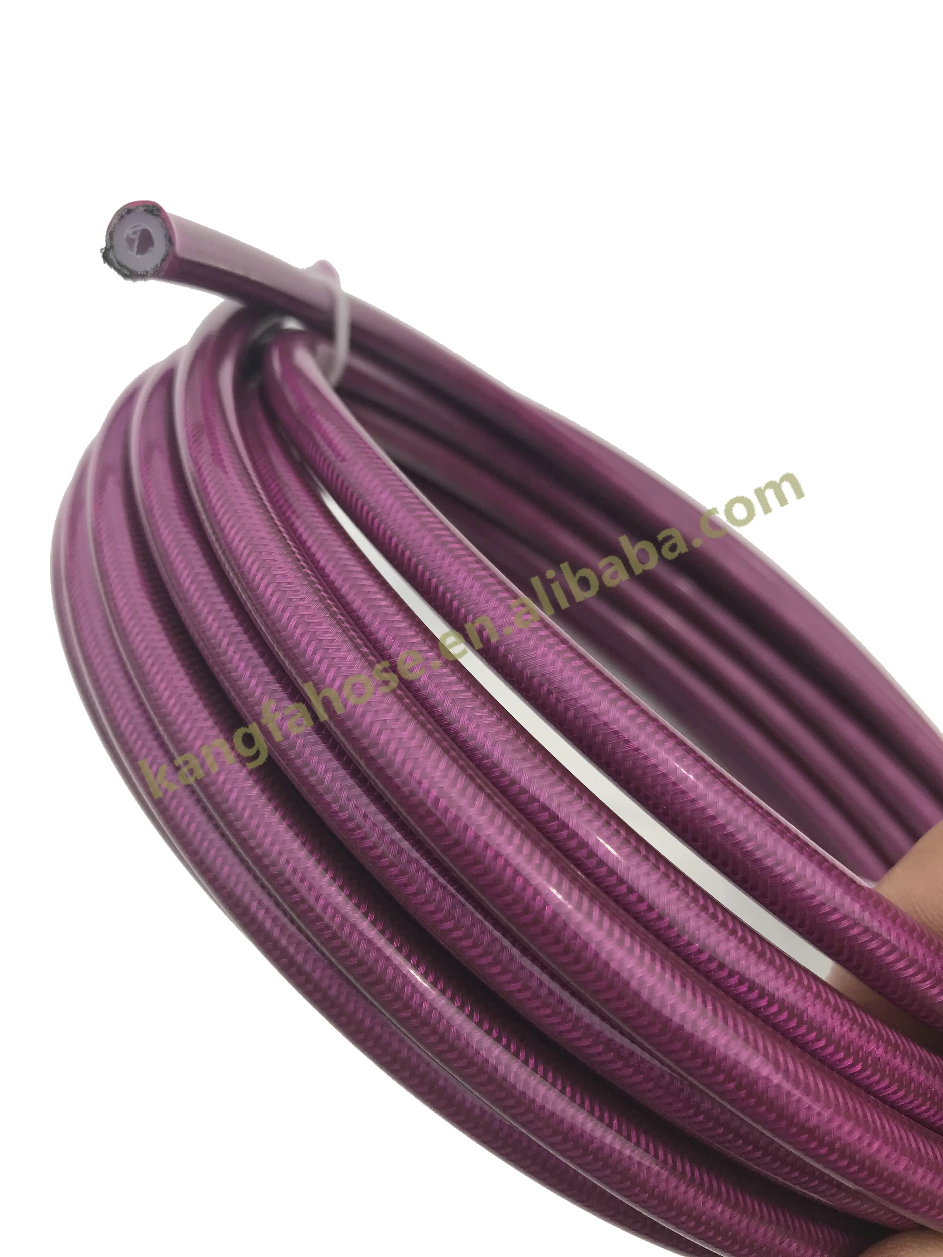 AN3 3AN Stainless steel braided PU/PVC coated nylon hydraulic brake oil fuel line hose